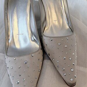 St. John Couture Silver Rhinestone Evening Pumps Made in Italy - Size 36